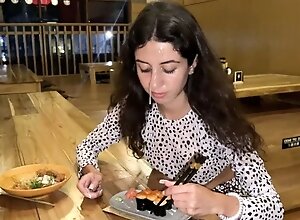 I Cum on a Girl's Face in Public Sushi Bar and She Eats Rolls with Cum on Her...