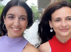 Two Cum-covered Beauties Love to Walk in Public - Cumwalk